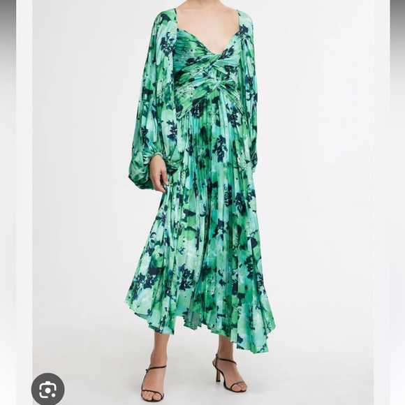 Acler Larimer Dress Green Floral Printed Gown Anthropologie Size 12 Large - Picture 5 of 8